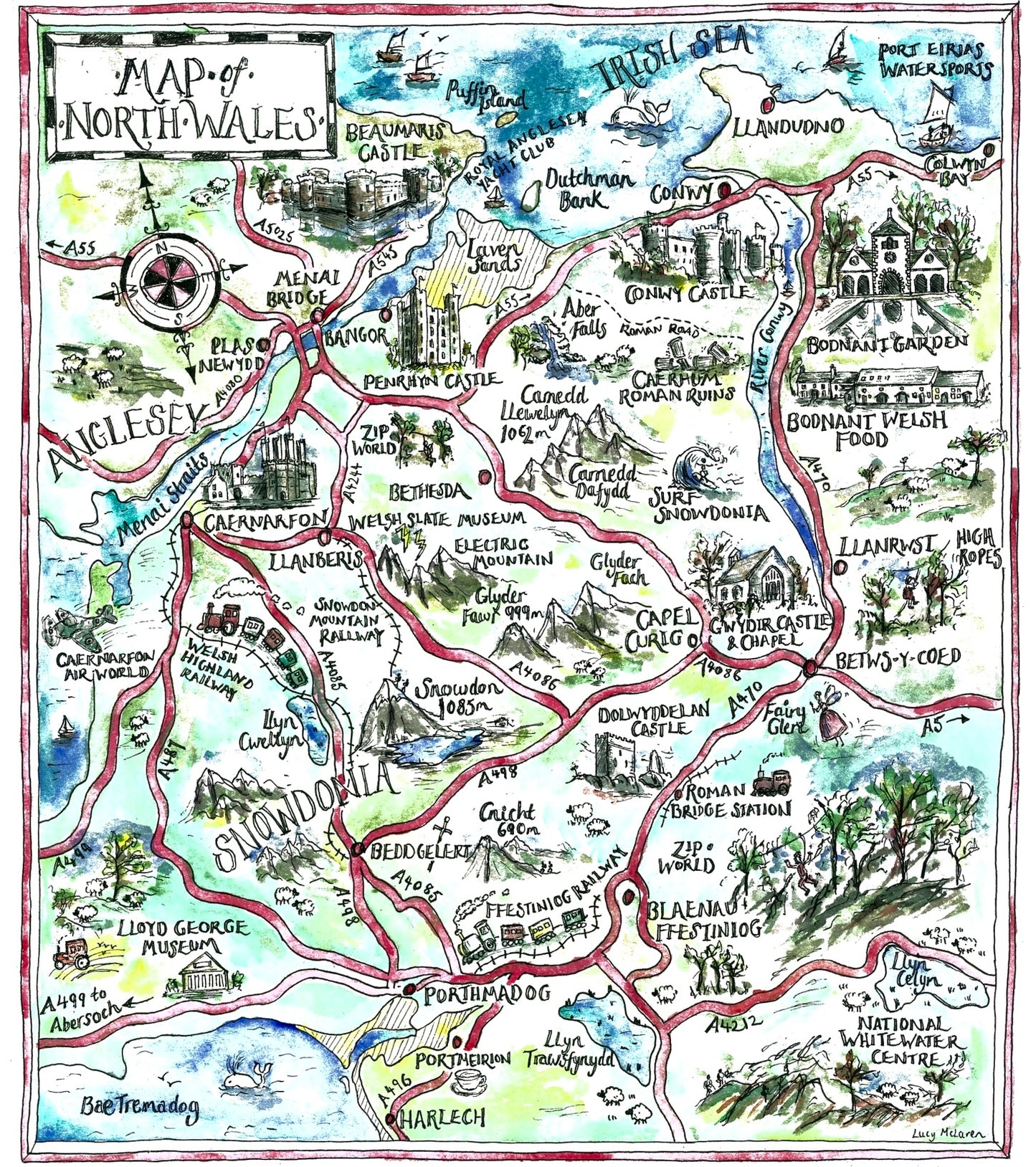 Illustrated Map of North Wales Eco Cotton Shopper bag SOLD OUT